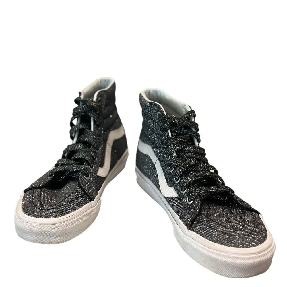 Vans Sk8-Hi Glitter Black High-Top Sneakers Size 8